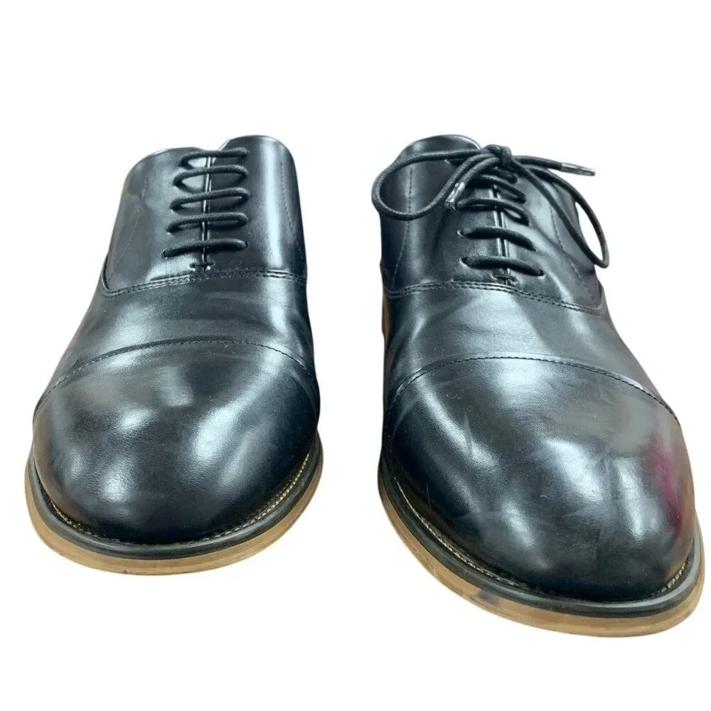 Bruno Marc Mens 10.5W Wide Black Faux Leather Lace Up Oxford Formal Shoes